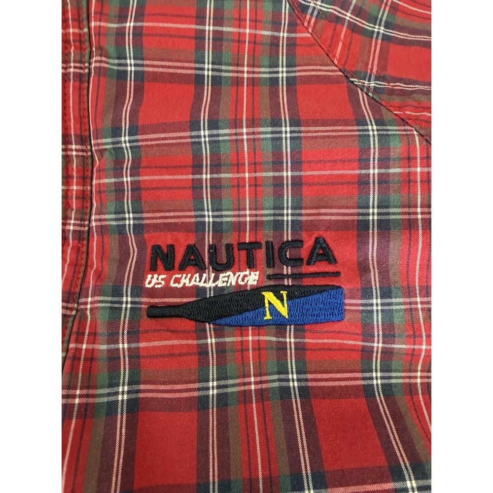 VTG Nautica Red Plaid Snowsuit Baby Bunting Size 12-18 Months 80s 90s Zip Snap - Picture 2 of 5